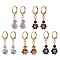 Natural Mixed Stone Leverback Earrings, with 304 Stainless Steel Earring Findings, Flower, 33.5x9mm