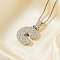 Elegant Brass Micro Pave Clear Cubic Zirconia 3D Initial Necklaces, Perfect Gift for Her, Platinum, Letter C, 15.75 inch(40cm)