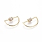 Brass Micro Pave Cubic Zirconia Screw Carabiner Lock Charms, for Necklaces Making, Clear, Half Round, Golden, 28x14x2mm