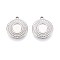 304 Stainless Steel Pendant Cabochon Settings, Flat Round, Stainless Steel Color, Tray: 6mm, 16x14x2mm, Hole: 1.4mm