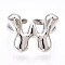 Brass Letter Open Cuff Rings for Women, Cadmium Free & Lead Free, Adjustable, Platinum, Letter W, 15~16.5x7~16.5mm
