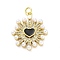 Brass Micro Pave Cubic Zirconia Enamel ABS Imitation Pearl Pendants, Heart Charms, with Jump Ring, Cadmium Free & Lead Free, Real 16K Gold Plated, Black, 24.5x21x4.5mm