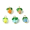 Glass Pendants, Persimmon, Mixed Color, 15.5x13mm, Hole: 3mm