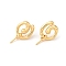 Vortex Brass Stud Earring Findings, with 925 Sterling Silver Pins, for Half Drilled Beads, Cadmium Free & Nickel Free & Lead Free, Real 18K Gold Plated, 22mm, Pin: 12x0.8mm and 1mm(for Half Drilled Beads)