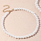 Plastic Imitation Pearl Round Beaded Necklaces for Women, Golden, White, 8mm, 13.78 inch(35cm)