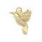 Rack Plating Brass Micro Pave Cubic Zirconia Pendants, with Jump Ring, Bird, Lead Free & Cadmium Free, Long-Lasting Plated, Real 18K Gold Plated, 20.5x17.5x3mm, Hole: 3.5mm