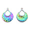 Ion Plating(IP) 201 Stainless Steel Pendants, Teardrop, Rainbow Color, 28x21x2.5mm, Hole: 2.5mm