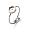 Adjustable 304 Stainless Steel Cuff Ring Components, with 201 Stainless Steel Tray Flat Round, Stainless Steel Color, Tray: 6mm, 1mm, Inner Diameter: 17mm