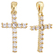 4Pcs Brass Micro Pave Clear Cubic Zirconia Pendants, Cadmium Free & Nickel Free & Lead Free, Latin Cross, Golden, 21x12x3mm, Hole: 3x2mm