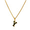 304 Stainless Steel Black Enamel Initial Pendant Twisted Chain Necklaces, Golden, Letter Y, 15.75 inch(40cm)