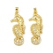 Brass Micro Pave Cubic Zirconia Pendants, Cadmium Free & Lead Free, Sea Horse Charms, Real 18K Gold Plated, 33x12.5x5.5mm, Hole: 4x2.5mm