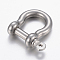 Tarnish Resistant 304 Stainless Steel D-Ring Anchor Shackle Clasps, Stainless Steel Color, 25x24mm, Hole: 1.8mm, Inner Diameter: 16x12.5mm