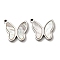 304 Stainless Steel Shell Charms, Butterfly, Stainless Steel Color, 13.5x14.5x2mm, Hole: 1.2mm