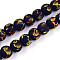 Handmade Lampwork Beads Strands, Round with Phoenix Eye, Black, 12~13mm, Hole: 1.2~3mm, about 45pcs/strand, 20.47~20.87 inch(52~53cm)