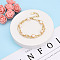 Brass Multi-strand Bracelets, Ball & Oval Link Chain Bracelets for Women, with Natural Pearl & Copper Wire, Real 14K Gold Plated, 3-1/8 inch(8cm)