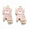 Light Gold Plated Alloy Enamel Pendants, Cadmium Free & Lead Free, Tiger, Pink, 24.5x12.5x1.5mm, Hole: 1.8mm