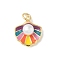 Brass Enamel Pendants, Shell Shape Charms with ABS Imitation Pearl Beads and Jump Rings, Rack Plating, Cadmium Free & Lead Free, Long-Lasting Plated, Real 18K Gold Plated, Colorful, 16.5x14.5x6.5mm, Hole: 3.5mm