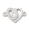 Rack Plating Brass Micro Pave Clear Cubic Zirconia Religion Heart Virgin Mary Connector Charms, Long-Lasting Plated, Lead Free & Cadmium Free, Platinum, 11.5x16.5x2.2mm, Hole: 1.6mm