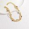 Bohemia Style 304 Stainless Steel Link Chain Bracelets for Women, with Synthetic Turquoise, Real 18K Gold Plated, Rectangle, 7-1/8 inch(18cm), rectangle: 10x23x4mm