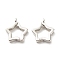 Eco-Friendly Brass Micro Pave Clear Cubic Zirconia Pendants, Lead Free & Cadmium Free, Star, Real Platinum Plated, 15x13x3mm, Hole: 1.5mm