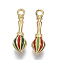 Brass Enamel Pendants for Teachers' Day, Real 18K Gold Plated, Nickel Free, Chinese Calligraphy Brush Pen, Colorful, 21.5x6x6mm, Hole: 1.8mm