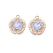 Alloy Glass Pendants, with Rhinestone, Cadmium Free & Lead Free, Flower Charms, Light Sky Blue, 23x20x6mm, Hole: 2mm