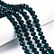 Glass Beads Strands, Faceted, Rondelle, Dark Cyan, 10x8mm, Hole: 1mm, about 60~61pcs/strand, 46~48cm