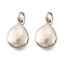 Brass Charms, Rack Plating, Lasting Plated, Cadmium Free & Lead Free, Platinum, with Jump Ring, Teardrop, 11.5x7.5x3mm, Hole: 2mm