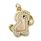 Brass Micro Pave Cubic Zirconia Pendants, Cadmium Free & Lead Free, with Shell, Horse, Real 18K Gold Plated, 20.5x18x3.5mm, Hole: 3.4mm