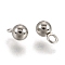 Tarnish Resistant 201 Stainless Steel 3D Ball Round Charms Pendants, Stainless Steel Color, 7x4x4mm, Hole: 1.5mm