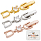 9Pcs 3 Colors Brass with Cubic Zirconia Fold Over Clasps, Mixed Color, 35x6mm, 3pcs/color