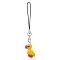 Duck Glass Seed Beads Charms Mobile Straps, Nylon Cord Loop Mobile Accessories Decoration, Gold, 85mm
