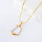 3Pcs Geometric Twisted Oval Stainless Steel White Enamel Pendant Necklaces for Women, Golden, 15.75 inch(40cm)