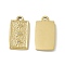 PVD Vacuum Plating 201 Stainless Steel Pendants, with Rhinestone, Rectangle with Sun Charm, Real 18K Gold Plated, 21x11x2mm, Hole: 1.8mm