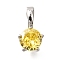 Brass Micro Pave Cubic Zirconia Charms, Cadmium Free & Nickel Free & Lead Free, Flat Round, Platinum, 12.5x7x6mm, Hole: 3x3.5mm