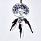 Natural Amethyst & Rose Quartz & Aquamarine  Big Wire Wrapped Pendants, with Platinum Brass Wires Tree and Leather Cord,  Woven Net/Web with Feather, 590~595mm
