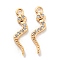 Brass Micro Pave Cubic Zirconia Pendants, Cadmium Free & Nickel Free & Lead Free, Snake, Real 18K Gold Plated, 18x5x2mm, Hole: 1.4mm
