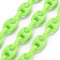 Handmade Opaque Acrylic Coffee Bean Chains, Oval, Lime, Link: 27x17x9mm, Oval: 18.5x11.5x4.5mm, about 3.28 Feet(1m)/strand
