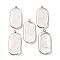 Natural Quartz Crystal Pendants, Rock Crystal Pendants, Light Gold Plated Brass Rectangle Charms, 47~48x22~22.5x4~4.5mm, Hole: 2mm