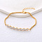 Vintage Stainless Steel Micro Pave Clear Cubic Zirconia Link Bracelets, Box Chain Bracelets for Women, Golden