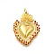 Brass Micro Pave Clear Cubic Zirconia Pendants, Cadmium Free & Nickel Free & Lead Free, Heart Charms, with Enamel, Real 18K Gold Plated, 31x24x3mm, Hole: 3.2mm