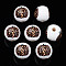 Autumn Theme Printed Natural Wood Beads, Round with Leopard Print Pumpkin, Coconut Brown, 15.5x14.5mm, Hole: 4mm
