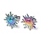 Ion Plating(IP) 304 Stainless Steel Sun Stud Earrings for Women, Rainbow Color, 14.5mm, Pin: 0.7mm