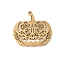 304 Stainless Steel Pendants, Pumpkin Charm, Laser Cut, Ion Plating(IP), Real 18K Gold Plated, 22x23x1.5mm, Hole: 1.4mm