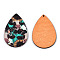 Single Face Printed Basswood Big Pendants, Teardrop Charm with Cow Pattern, Coconut Brown, 60x40x3mm, Hole: 2mm