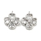 Brass with Clear Cubic Zirconia Charms, Cadmium Free & Nickel Free & Lead Free, Clover, Platinum, 13x11x4mm, Hole: 1.3mm