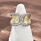 Brass Micro Pave Cubic Zirconia Cuff Rings, Criss Cross Rings, Real 18K Gold Plated, US Size 7 1/4(17.5mm)