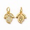 Rack Plating Brass Micro Pave Cubic Zirconia Charms, with Jump Ring, Real 18K Gold Plated, Long-Lasting Plated, Flower Charm, Real 18K Gold Plated, 11x9x2mm, Hole: 3.6mm