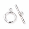 Eco-friendly Brass Toggle Clasps, Cadmium Free & Lead Free, Long-Lasting Plated, Ring, 925 Sterling Silver Plated, Ring: 14x10.5x2mm, Bar: 4x17.5x2mm, Hole: 1.2mm
