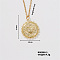Minimalist Brass Flat Round with Heart Pendant Necklace for Women, Golden, 15.75 inch(400mm)